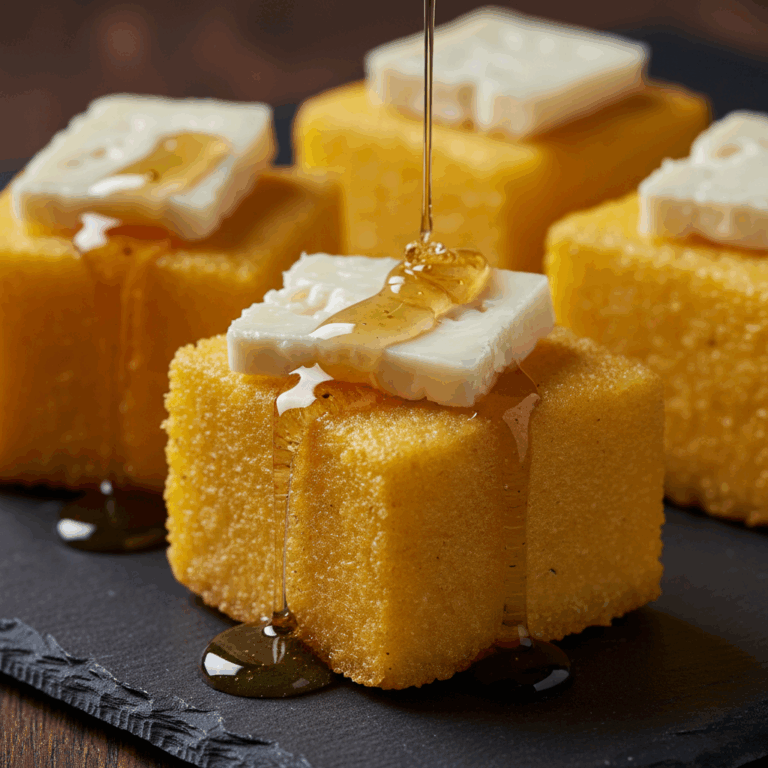 A Receita de Cubos de Polenta com Gorgonzola e Mel