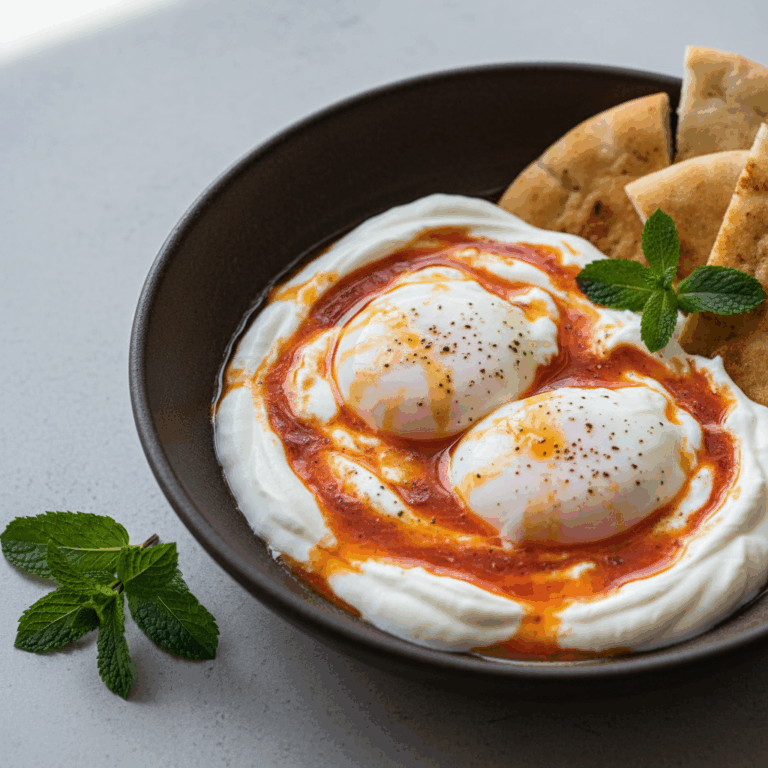 Ovos Turcos (Çılbır) com Iogurte de Alho